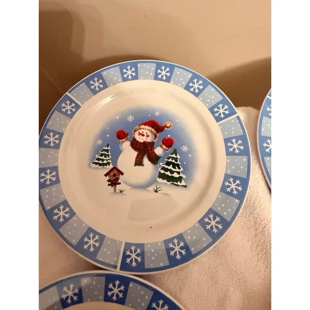 4 Merry Brite Salad Plates, Rare Find! 7 1/2” Diameter excellent Condition